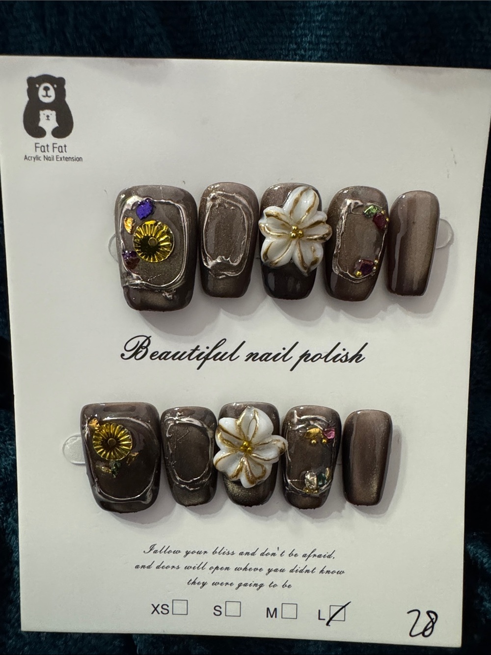 3D Cateye Brown Press-On Nails